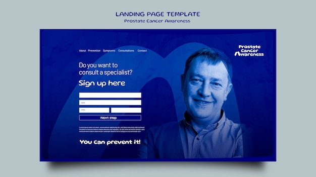 Kostenlose PSD blaue november-landingpage-vorlage