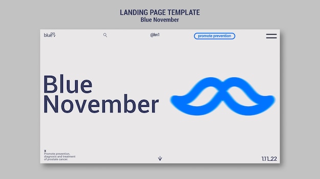 Kostenlose PSD blaue november-schablone des flachen designs