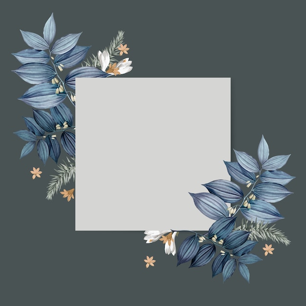 Blaue quadratische Blumenkartenauslegung
