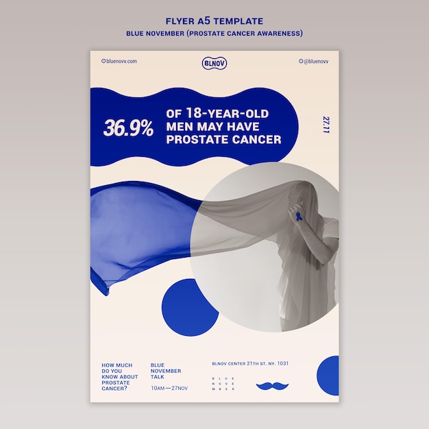 Blaue vertikale Druckvorlage für November