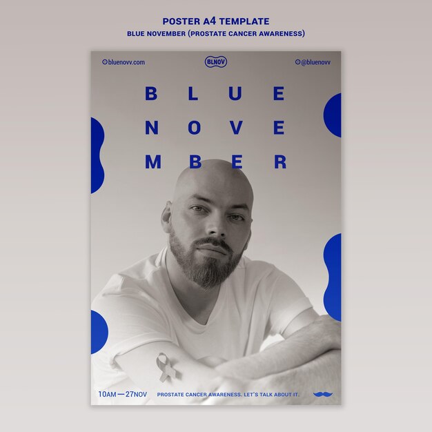 Blaue vertikale Druckvorlage für November