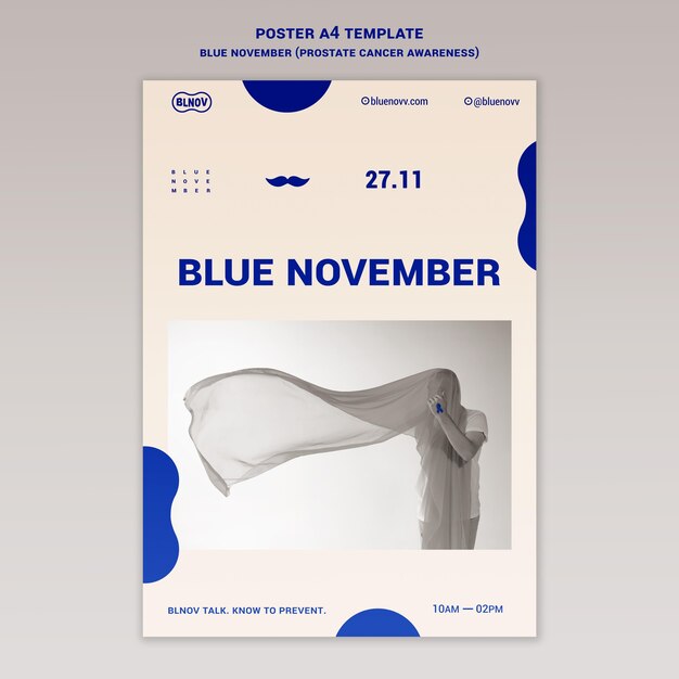 Blaue vertikale Druckvorlage für November