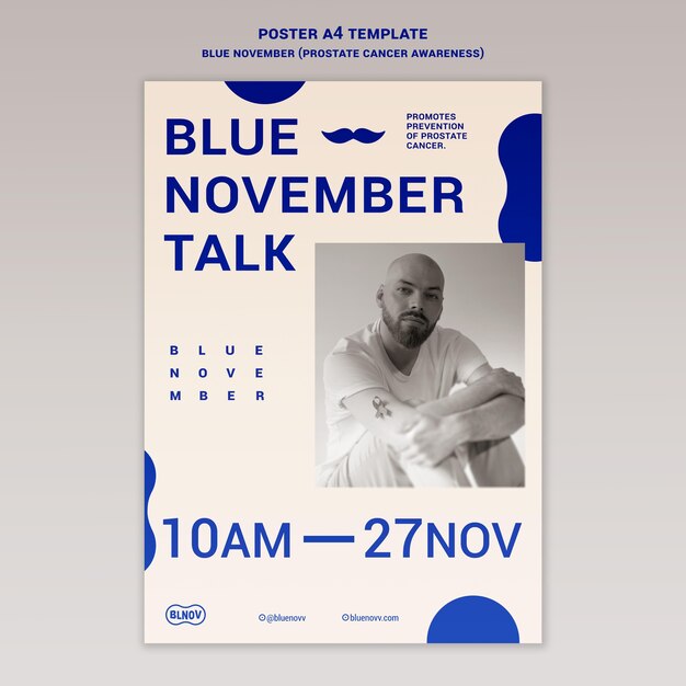 Blaue vertikale druckvorlage für november