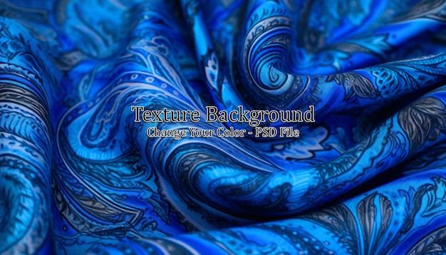 Blauer paisley-seidenchiffon-mod-stoff ai generated image