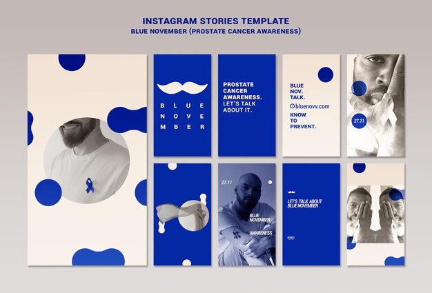 Blaues November-Instagram-Geschichten-Set