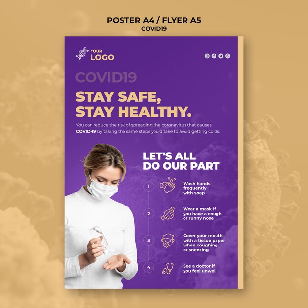 Bleiben Sie Sicher Und Gesund Covid 19 Flyer Vorlage Kostenlose Psd Datei
