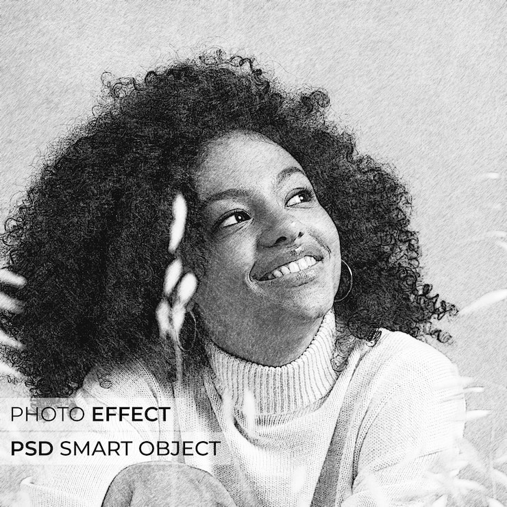 Kostenlose PSD bleistiftzeichnung fotoeffekt