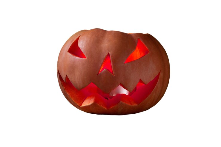 Kostenlose PSD blick auf einen gruseligen halloween-kürbis