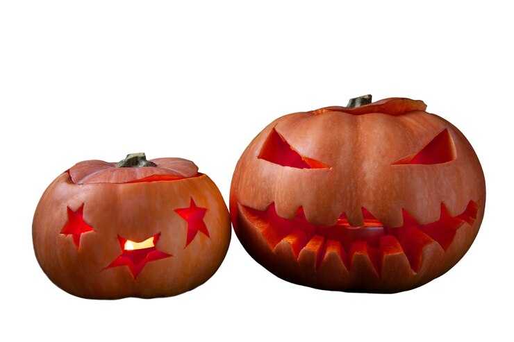 Kostenlose PSD blick auf einen gruseligen halloween-kürbis