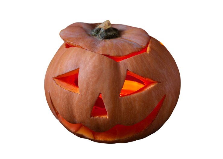 Kostenlose PSD blick auf einen gruseligen halloween-kürbis