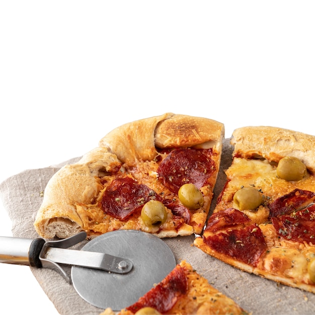 Kostenlose PSD blick von oben über die isolierte pizza