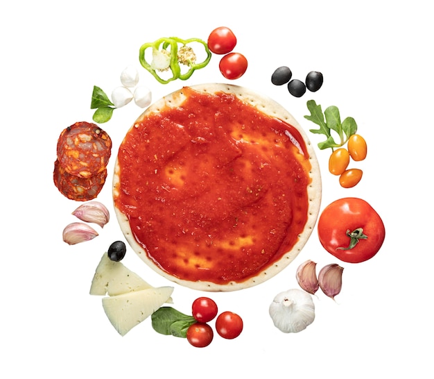 Blick von oben über die isolierte Pizza