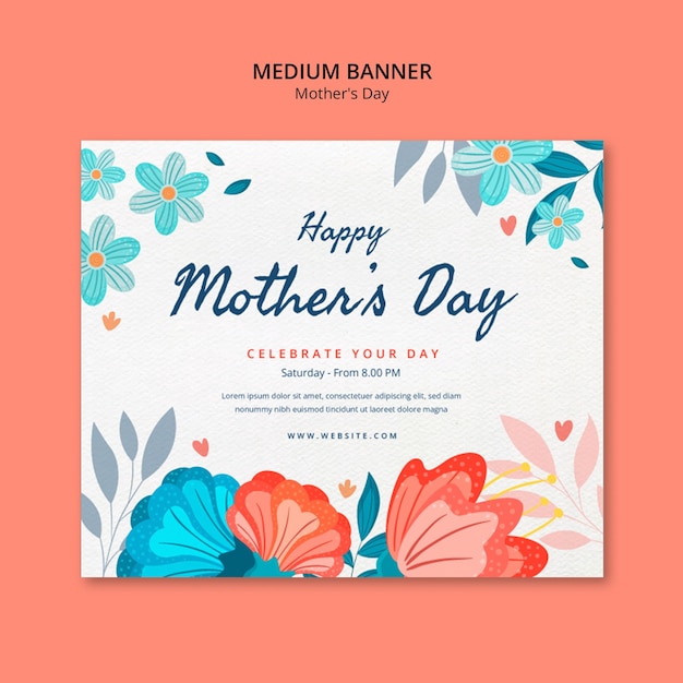 Blumen-Collage-Muttertag-Medium-Banner-Vorlage