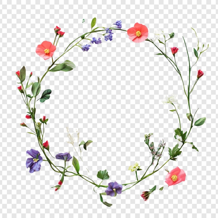 Kostenlose PSD blumenkrans ein zartes kreis farbenfroher blüten