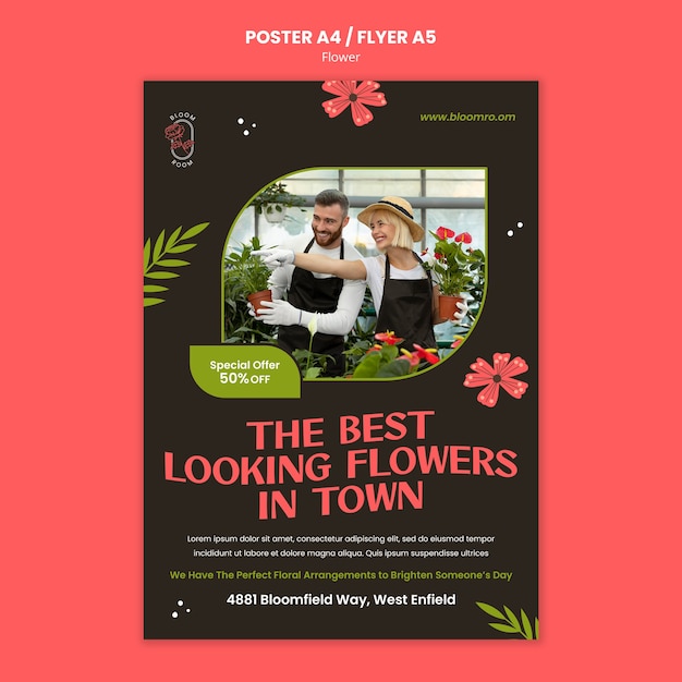 Blumenplakat oder Flyervorlagendesign