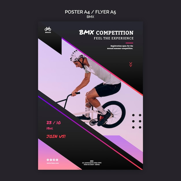 Kostenlose PSD bmx wettbewerb poster vorlage stil