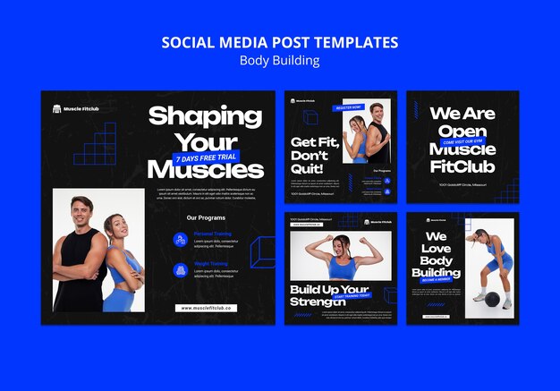 Bodybuilding-Vorlage im flachen Design
