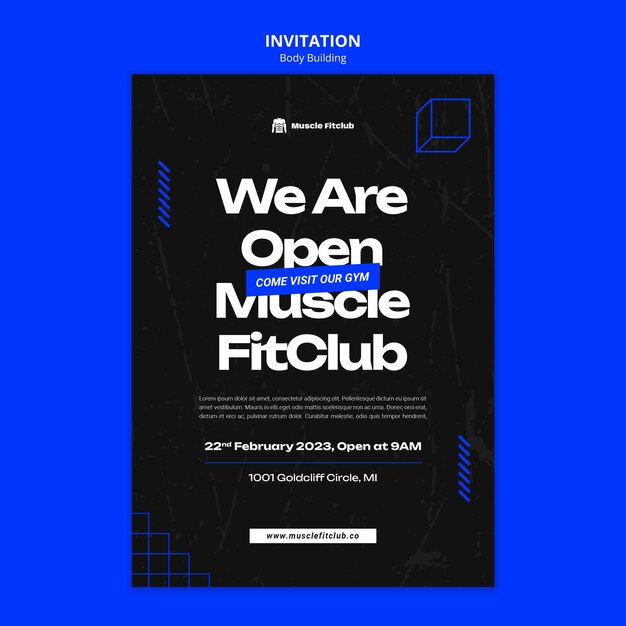 Bodybuilding-Vorlage im flachen Design