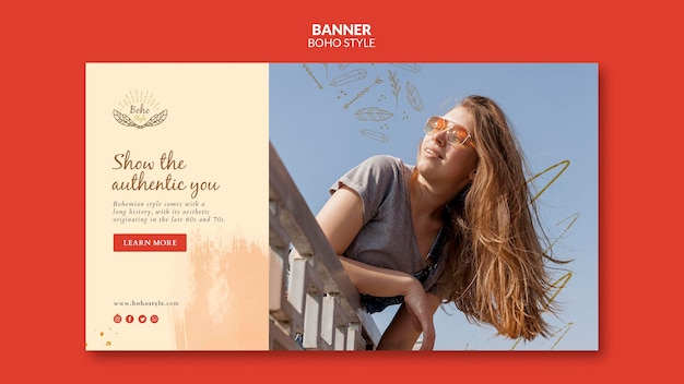 Kostenlose PSD boho style banner vorlage design