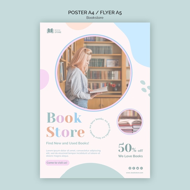 Kostenlose PSD bookstore ad flyer vorlage