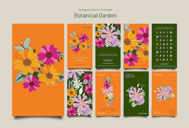 Kostenlose PSD botanische gartenschablone des flachen designs