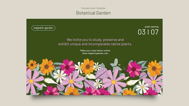 Kostenlose PSD botanische gartenschablone des flachen designs