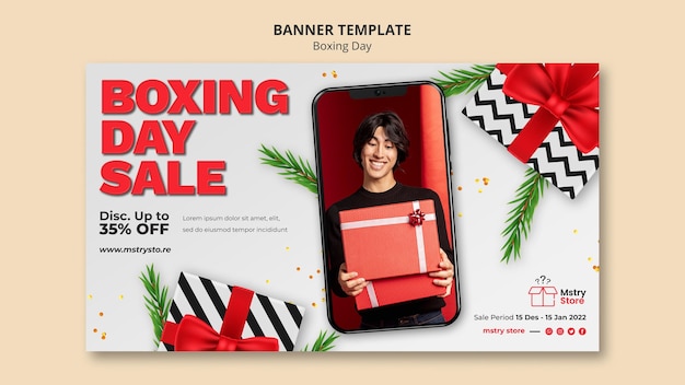 Boxing Day Sales horizontale Bannervorlage