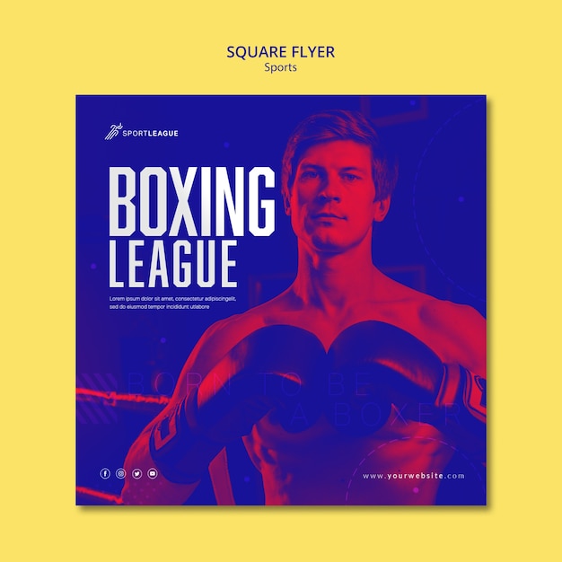 Kostenlose PSD boxliga quadrat flyer vorlage