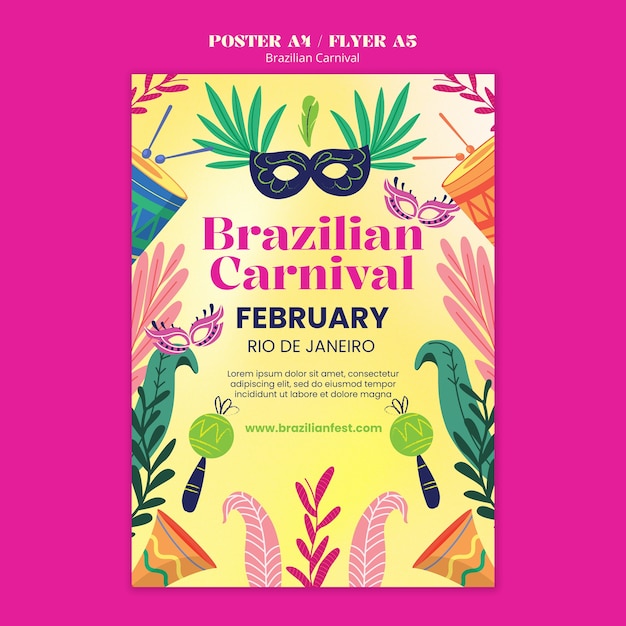 Kostenlose PSD brasilianisches karneval-vorlage-design