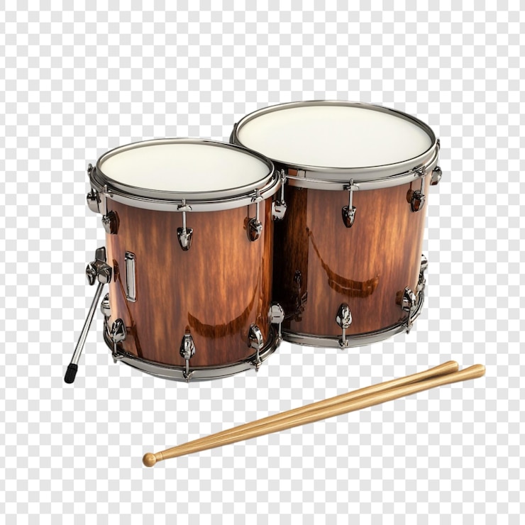 Kostenlose PSD braune holztrommeln bereit für einen rhythmischen schlag musikinstrumente und schlagstöcke