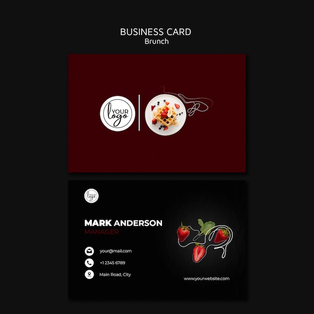 Kostenlose PSD brunch restaurant minimalistische dunkle visitenkarte