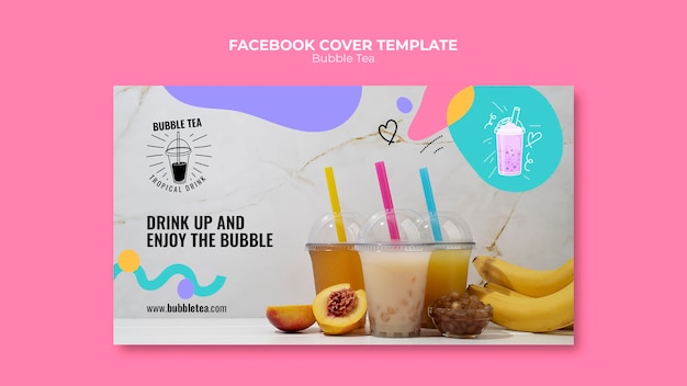 Kostenlose PSD bubble tea facebook-cover-vorlagendesign