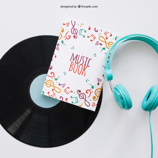 Buch-cover-vorlage mit vinyl