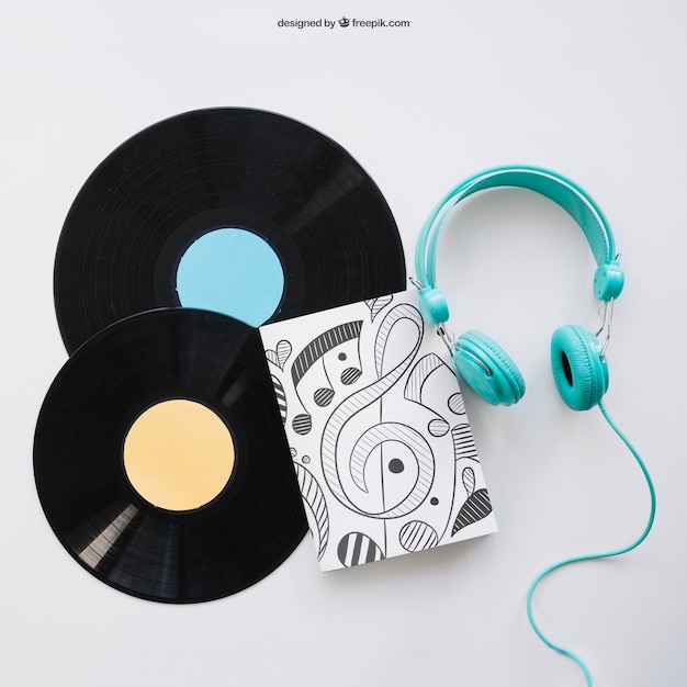 Buchcover Mockup mit zwei Vinyls