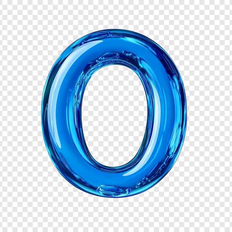Kostenlose PSD buchstabe o wasser ein atemberaubendes blaues flüssiges alphabet