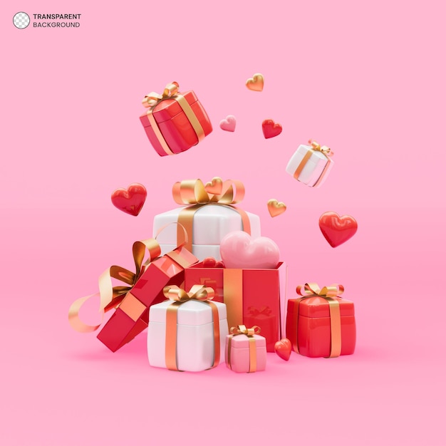 Kostenlose PSD bunte geschenkboxen symbol 3d render illustration