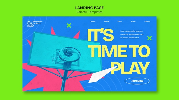 Kostenlose PSD bunte sport-landingpage-vorlage