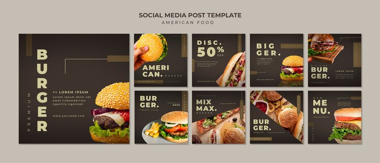 Kostenlose PSD burger instagram post vorlage