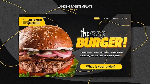 Kostenlose PSD burger landing page webvorlage