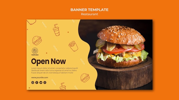 Burger Restaurant Banner Vorlage mit Foto