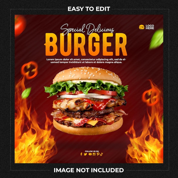 Burger-social-media-instagram-vorlage Premium PSD