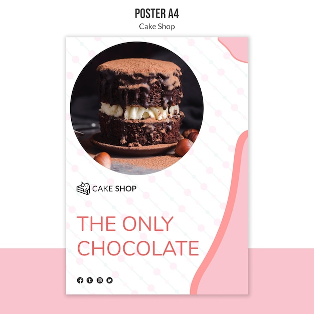 Kostenlose PSD cake shop konzept poster vorlage