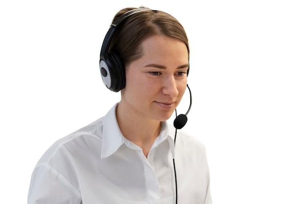 Call-Center-Mitarbeiter am Schreibtisch