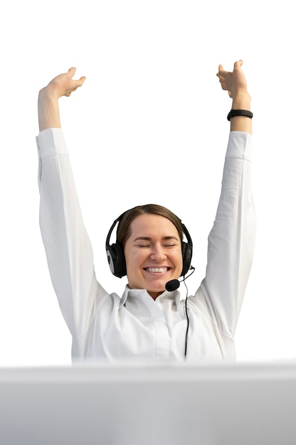Call-Center-Mitarbeiter am Schreibtisch