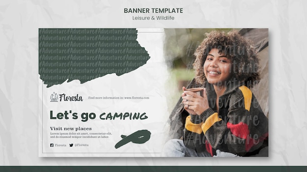 Kostenlose PSD camping konzept banner vorlage