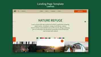 Kostenlose PSD camping-landing-page-vorlage mit geometrischen formen