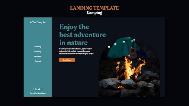 Kostenlose PSD camping landing page vorlage