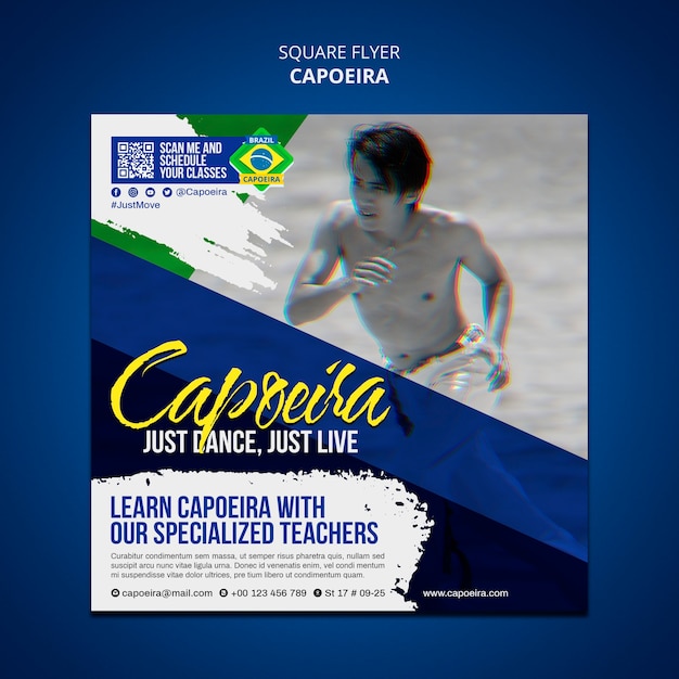 Capoeira-flyer-vorlage im flachen design