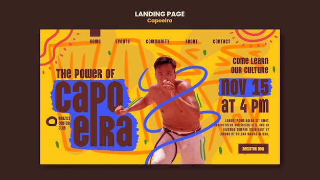 Kostenlose PSD capoeira-landingpage-vorlage im flachen design