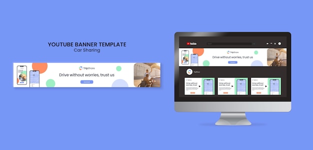 Kostenlose PSD car-sharing-service-youtube-banner-vorlage
